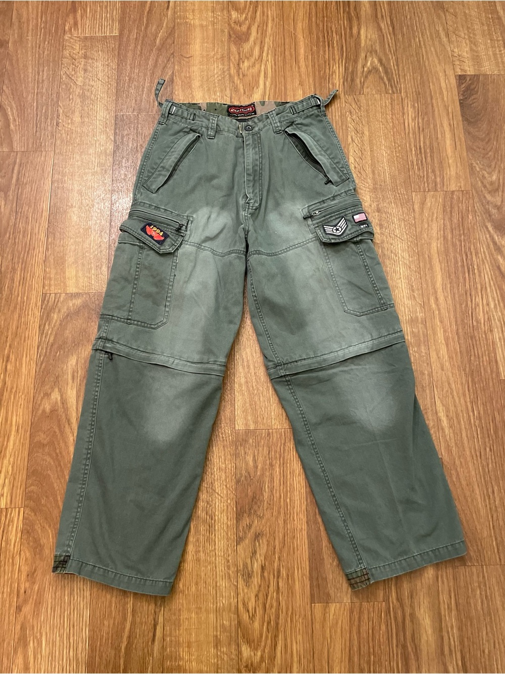 Vintage WearFirst Convertible Zip Off Cargo Pants 30x30 Camo Patch Y2K 90s Y2k